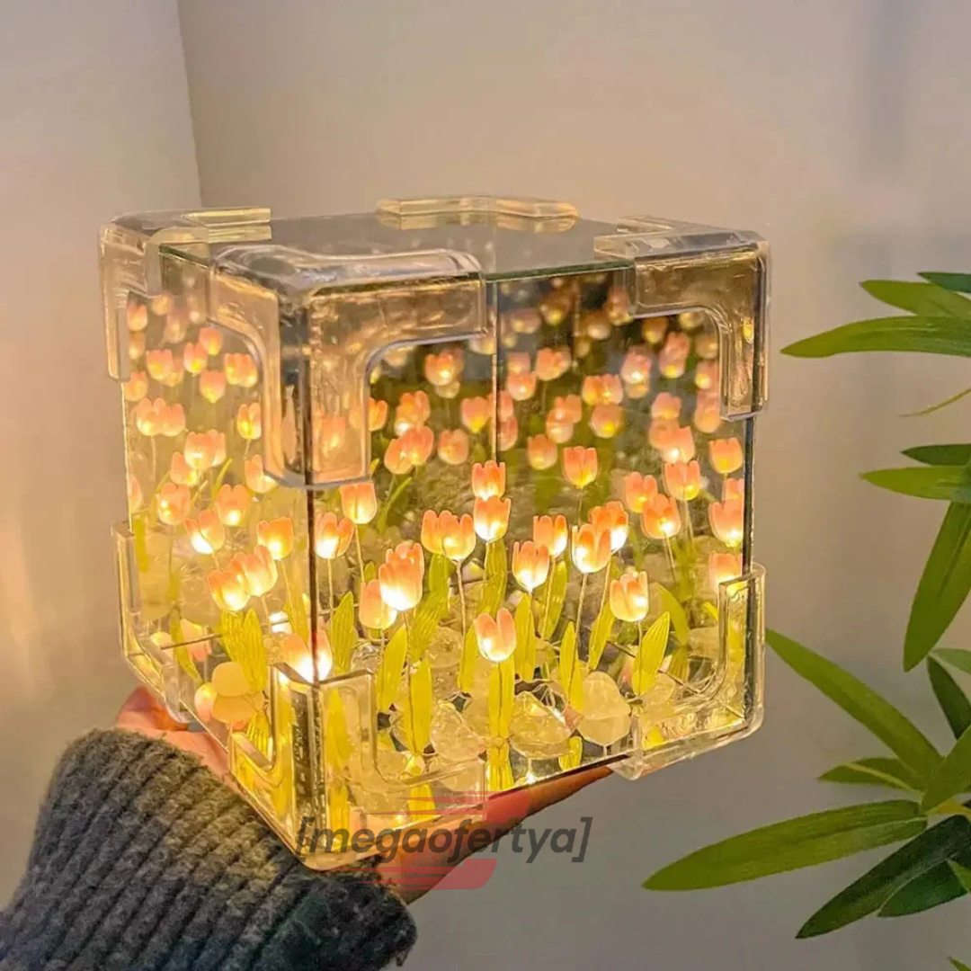 LAMPARA CUBO DE TULIPANES