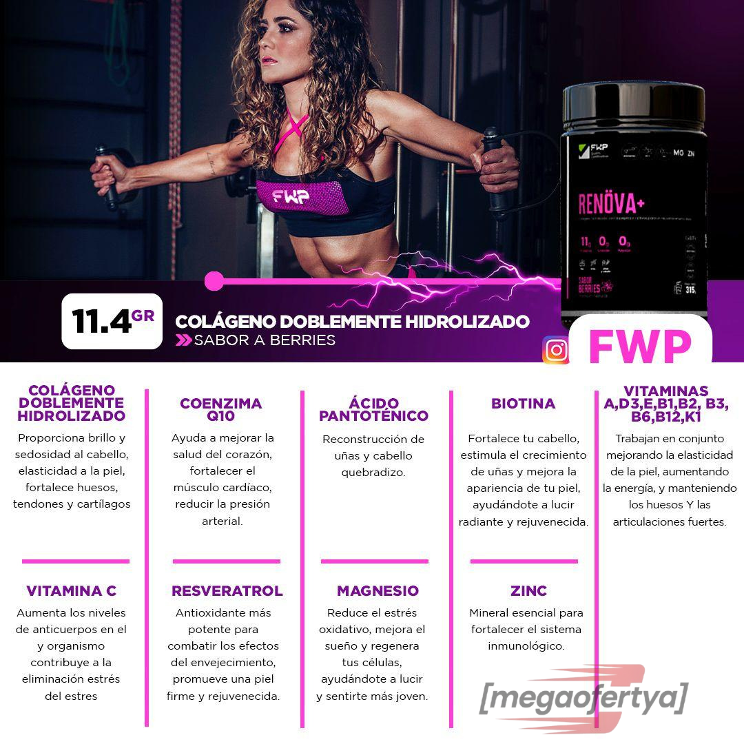 COLAGENO RENOVA PLUS (Colágeno + Resveratrol + Coenzima Q10 + Vitamina C + Magnesio + Zinc, )