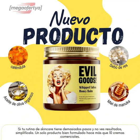 BÁLSAMO SEBO DE RES: EVIL GOOD -Nutre, Hidrata, Repara la Piel,Reduce Líneas Finas(4oz)