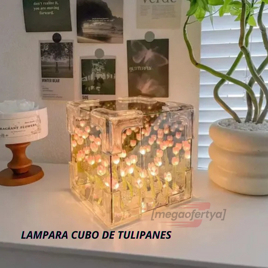 LAMPARA CUBO DE TULIPANES
